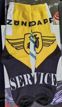 Zündapp Herren-Motorradsocken im Retro "Zündapp-Service" Designschild Gr. 38-46